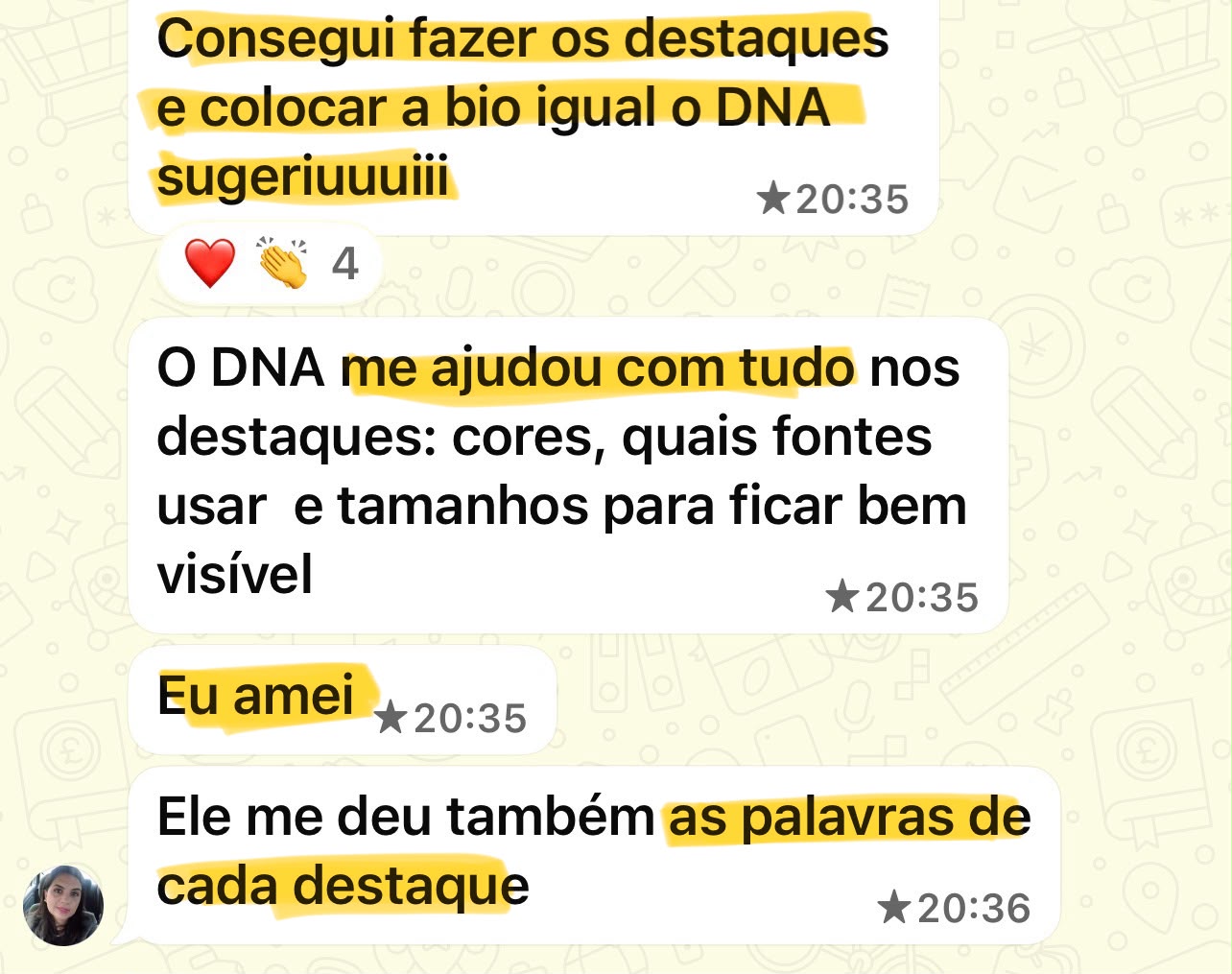 Depoimento sobre destaques do Instagram